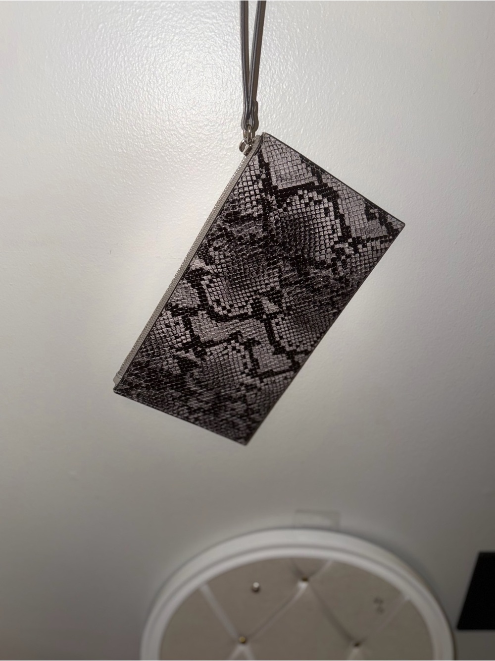 Michael Kors Black and Gray Snake-Print Wristlet Clutch